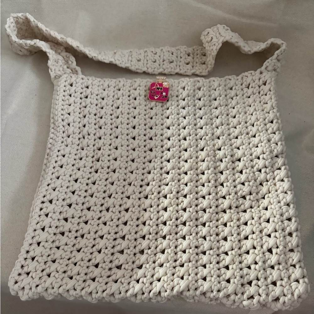 Handcrafted Cream Crochet Shoulder Bag